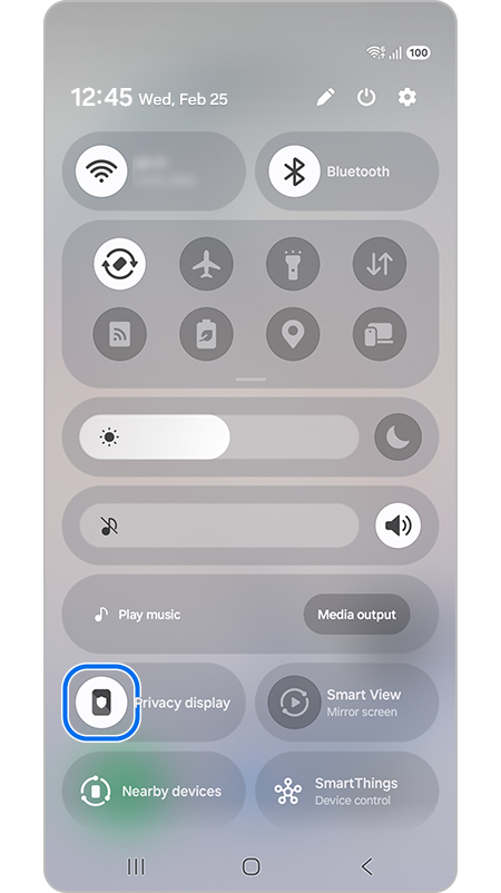 Privacy display icon shown in the Quick panel