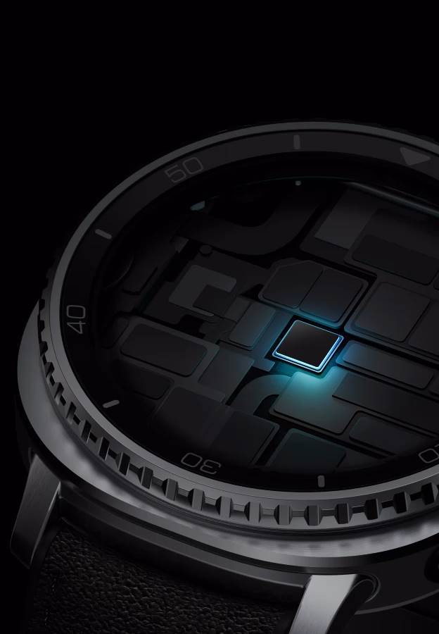 Close-up of a Samsung Galaxy Watch 8 Classic showing its advanced chipset, symbolizing innovation and high performance