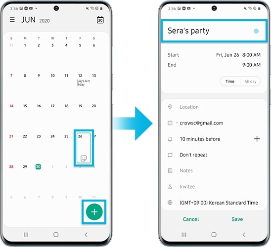 How can I use the Calendar app on my Samsung smartphone? Samsung LEVANT