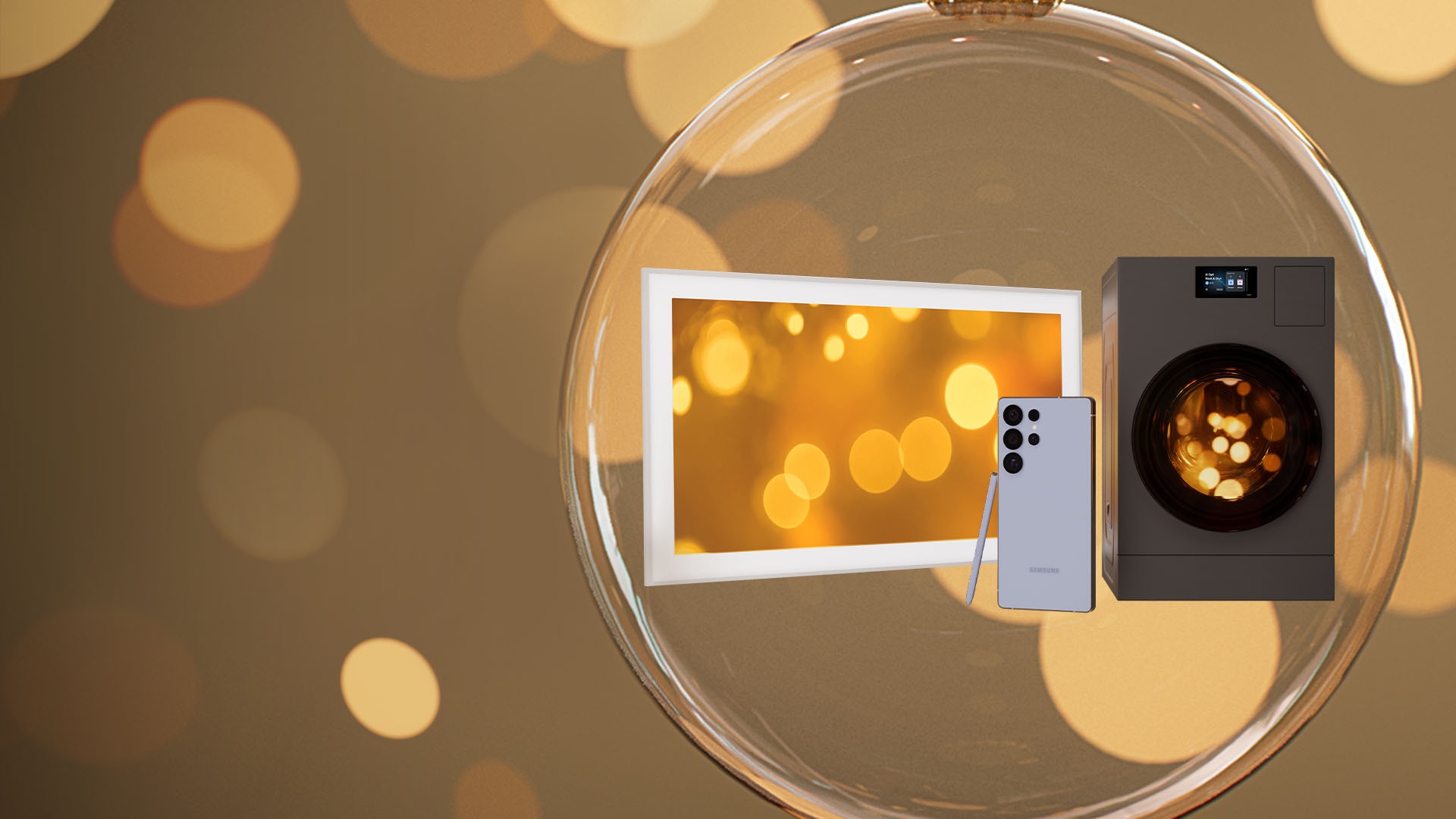 Attēlā redzams Galaxy S25 Ultra ar S Pen, The Frame un Bespoke AI Combo.