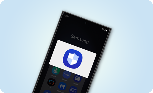 Телефон Samsung Galaxy со значком безопасности и конфиденциальности.