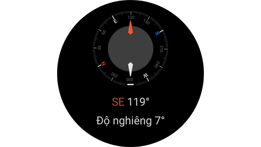Ứng dụng Samsung Compass hiển thị độ nghiêng.