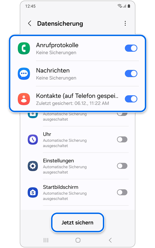 Verwenden der Samsung Cloud zur Sicherung und Wiederherstellung von Daten auf dem Galaxy Gerät