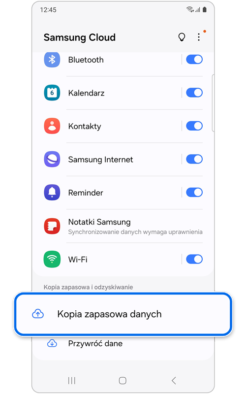 Użyj Samsung Cloud do tworzenia kopii zapasowych i przywracania danych ...