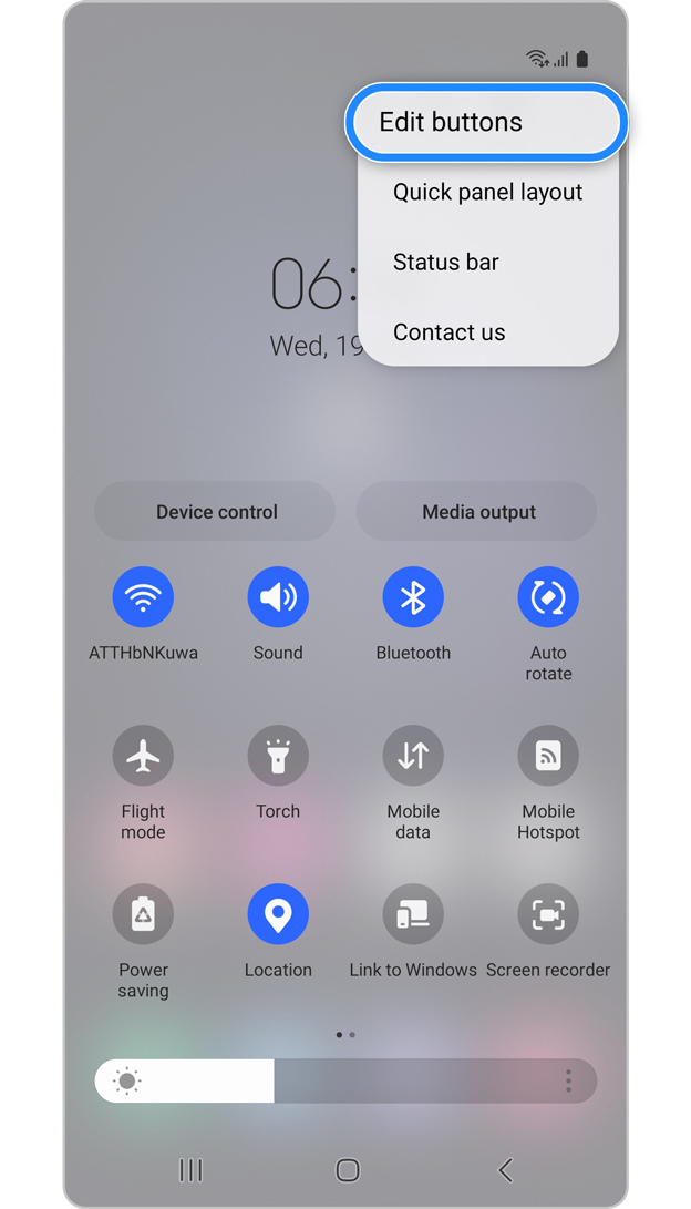 Activate Light performance Quick settings step 1