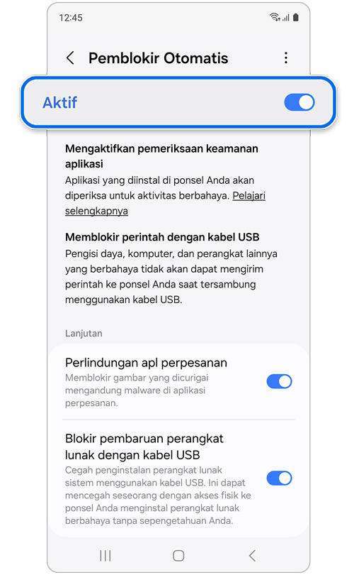 Lindungi perangkat Galaxy Anda dengan fitur Pemblokir Otomatis baru