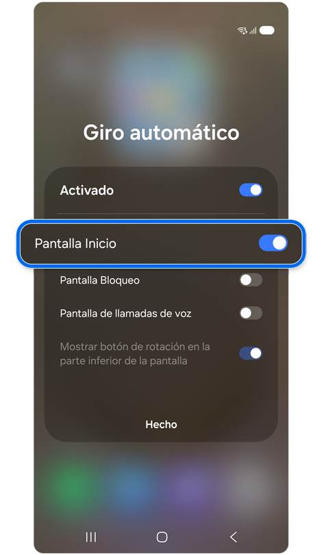 Configuración de giro automático.