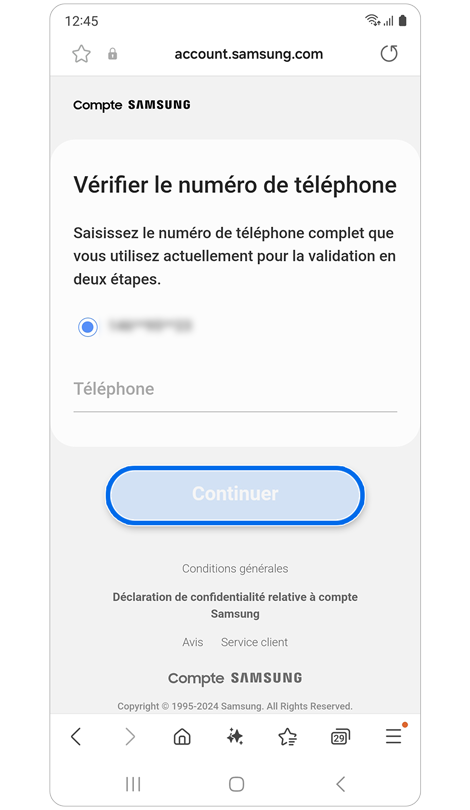 comment changer mon numéro de téléphone dans mon compte samsung