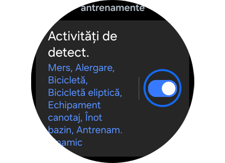 „Activități de detect.” în „Setări”.