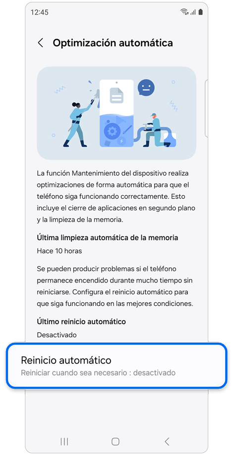Ajustes de optimización automática.