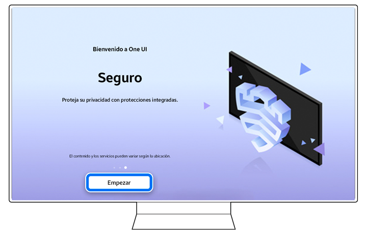 The security welcome screen on a Samsung TV.