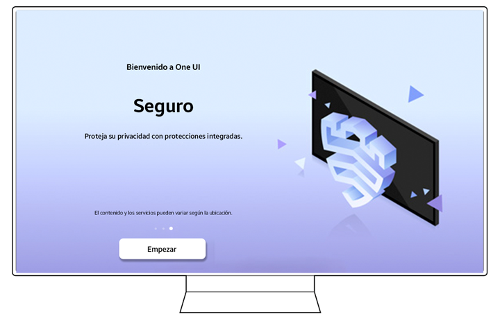 The security welcome screen on a Samsung TV.