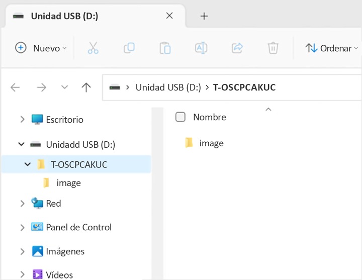 A USB drive folder on a PC.