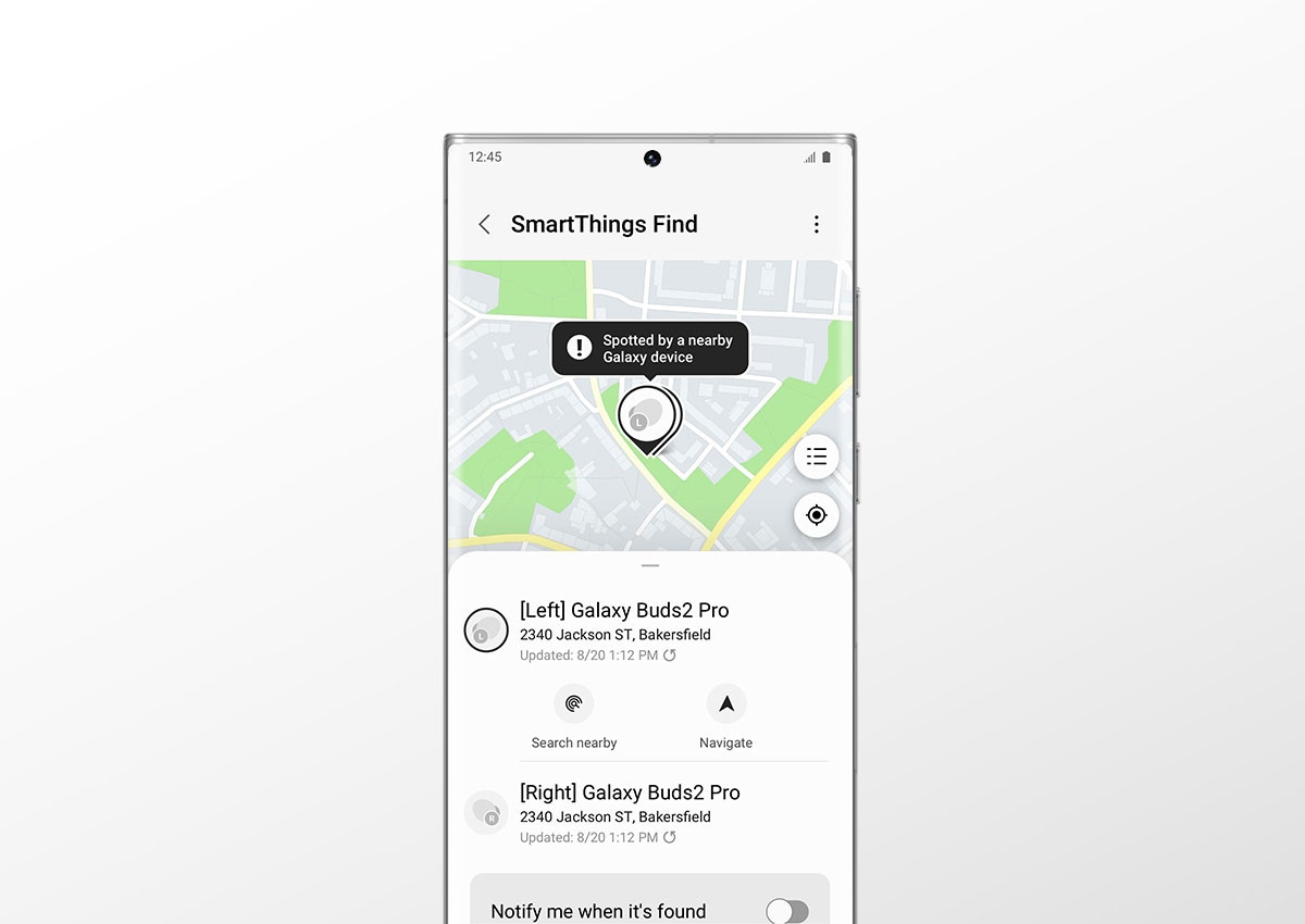 SmartThings Find keeps track of your Samsung Galaxy Buds 2 Pro with the location detection feature.