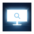 A monitor with a search icon.