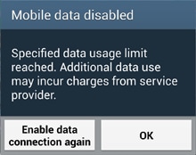 Data Usage data disabled