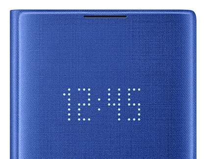 Note10 LED case displaying the time