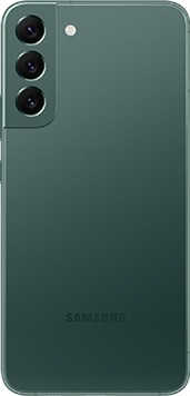 Green Galaxy S22 gezien vanaf de achterkant