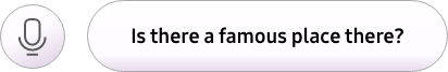 We zien een tekstwolkje met de tekst 'Is there a famous place there?'