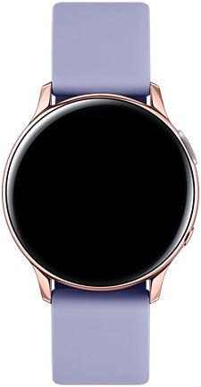 Rose Gold Galaxy Watch Active2 appears in full size. It then gets smaller, and Cloud Silver Galaxy Watch Active2 and Black Galaxy Watch Active2 gradually appear at either side. Group Challenge appears on the watch face, and a track with three user's profile pictures appears in the background.