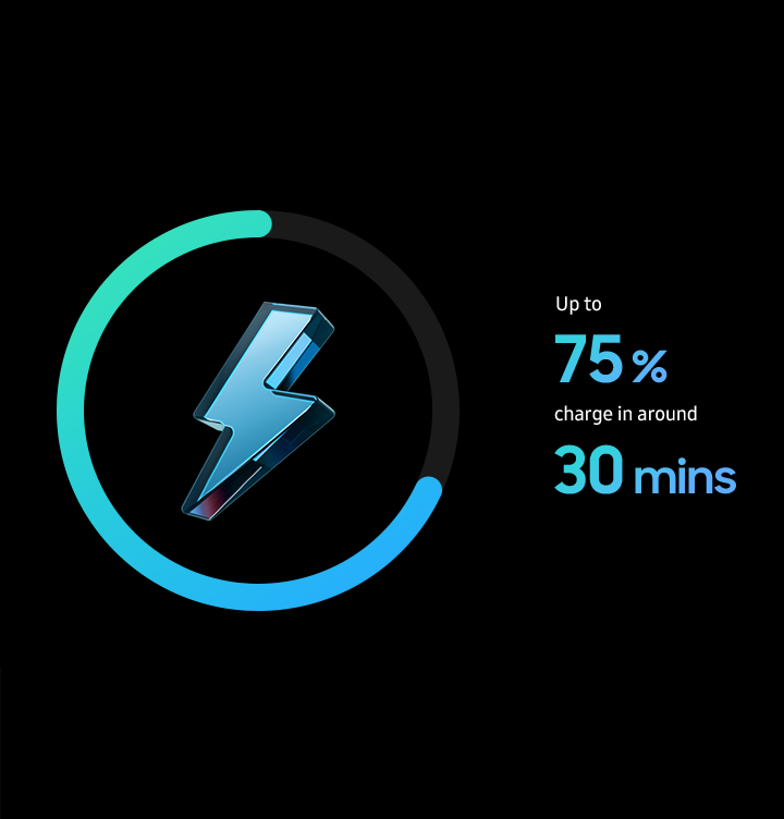 Up to 75% charge in around 30 mins
