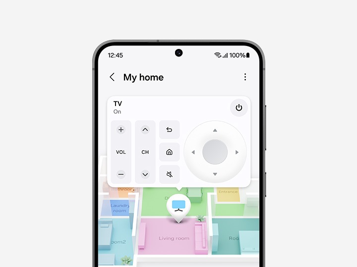 The Galaxy smartphone shows the SmartThings app 3D Map View UI.