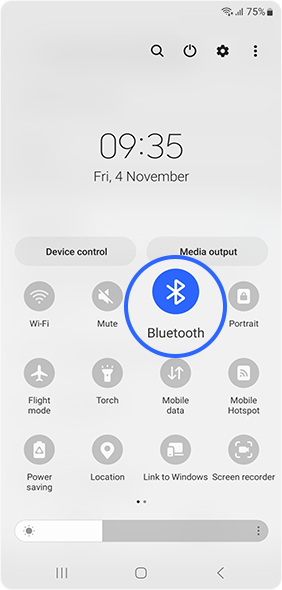 View Bluetooth icon in quick panel menu
