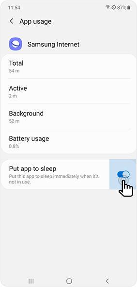 Turn on Put app to sleep mode for unused apps
