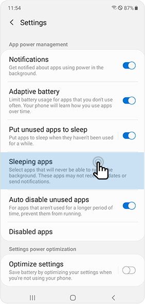 Select Sleeping apps
