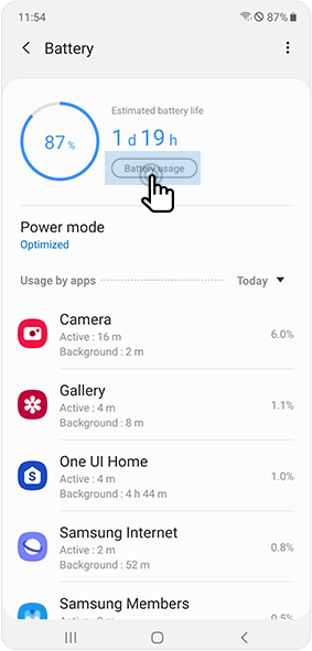 Select Battery usage in the battery menu
