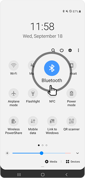View Bluetooth icon in quick panel menu
