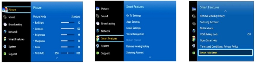 I want to reset Smart Hub setting. How can I do that? | Samsung New Zealand