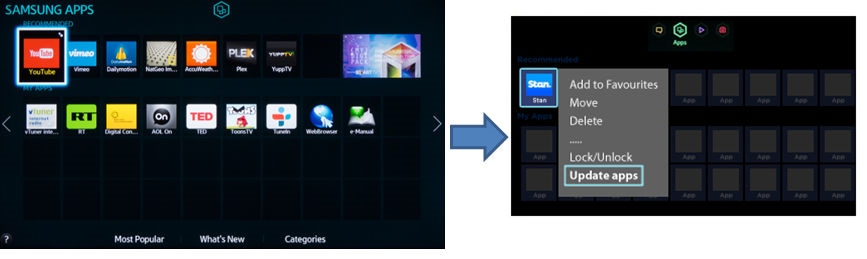 How to update apps on a Samsung smart TV