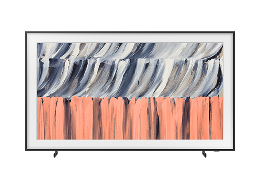 Un televisor Samsung The Frame LS03HA muestra una obra de arte colorida en la pantalla.