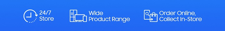 23/7 Store Wide Product Range Order Online, Collect In-Store icons