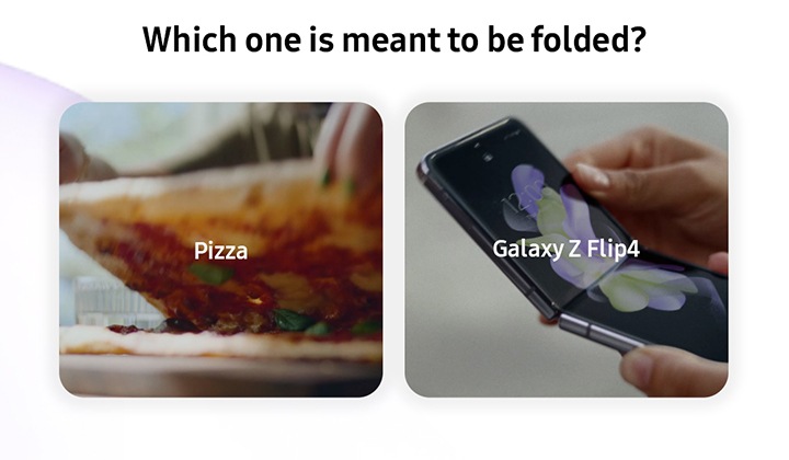 Which one is meant to be folded? Pizza Galaxy Z Flip4