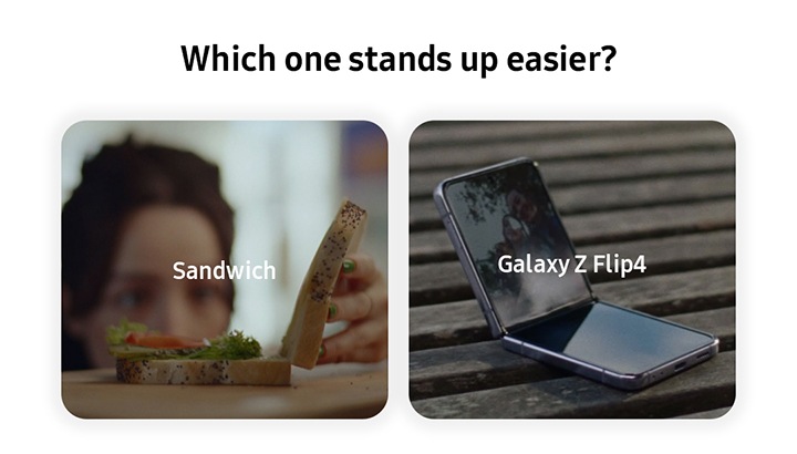 Which one stands up easier? Sandwich Galaxy Z Flip4