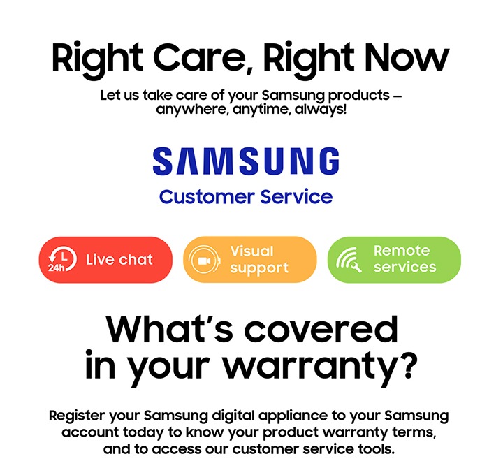 RIGHT CARE, RIGHT NOW Let us take care of your Samsung products - anywhere, anytime, always!