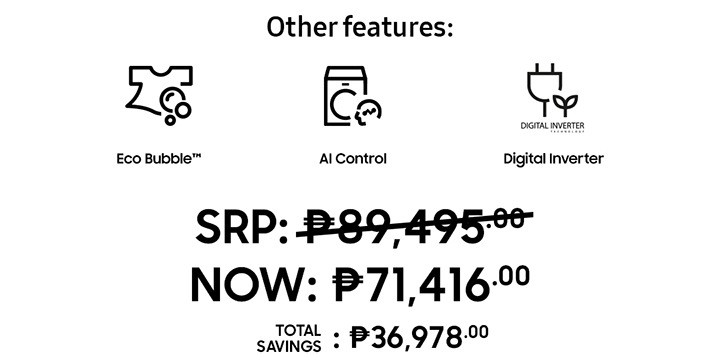 Other features: Eco Bubble™ AI Control Digital Inverter