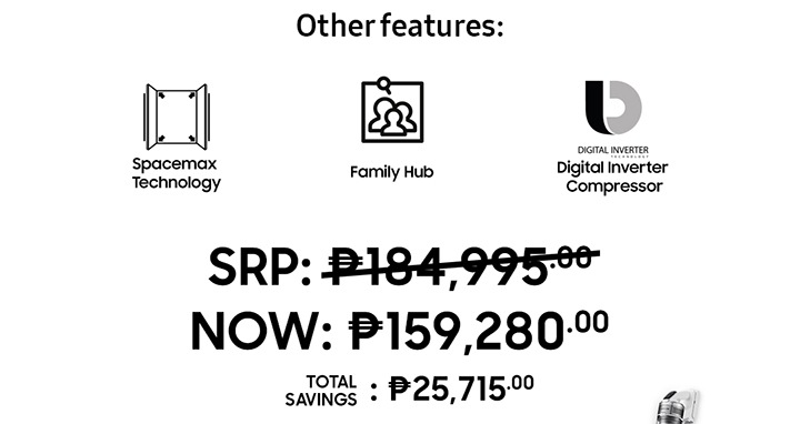 Other features: Spacemax Technology Family Hub Digital Inverter Technology
