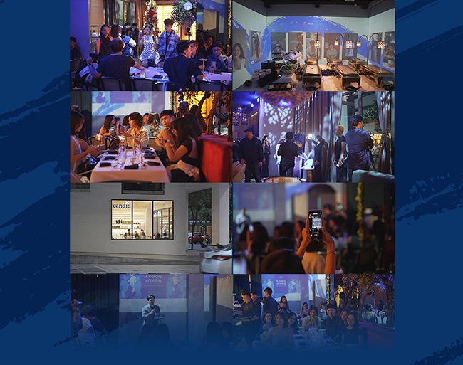 collage picture of the dinner event