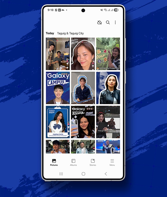 Galaxy phone with Galaxy Campus pictures