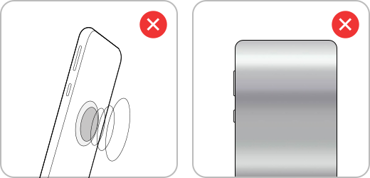 stickers or metal cases interfere with charging