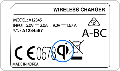 WPC(Qi) certification mark on wireless charger