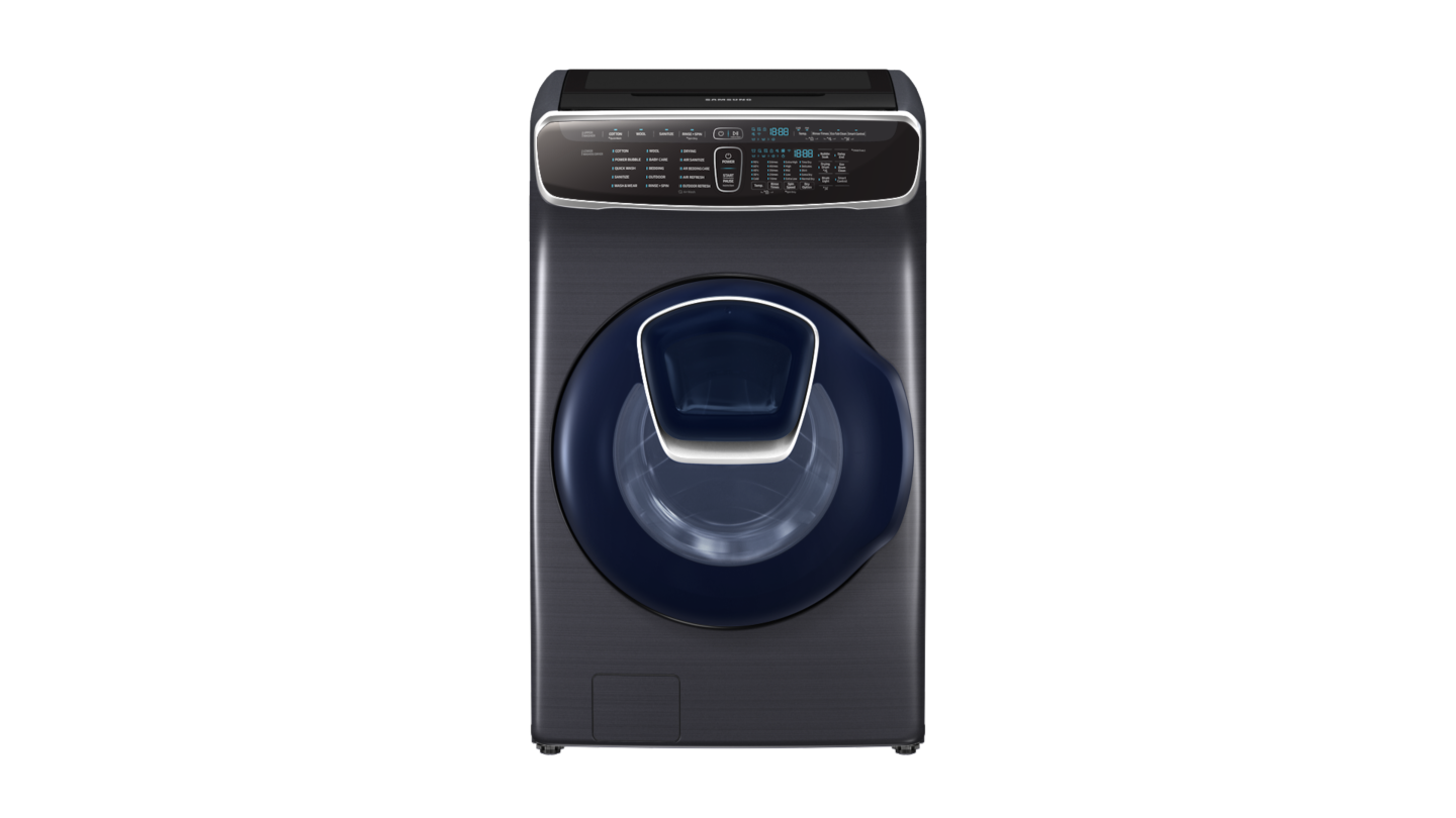 An interactive image provides a three hundred and sixty degree view of the washer machine.