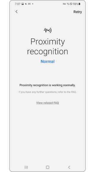 The proximity sensor is not working properly Samsung PK