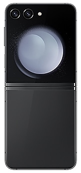 Galaxy Z Flip5 in Graphite seen from the rear.