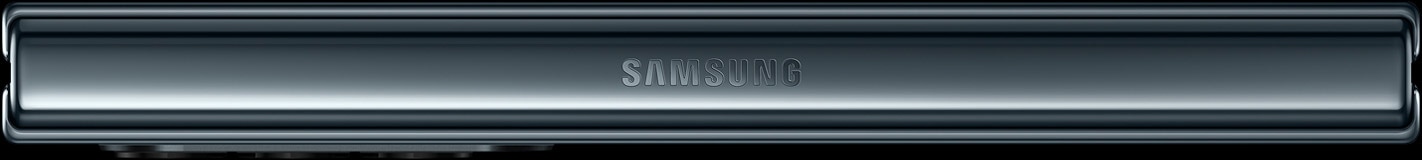 The hinge of folded Galaxy Z Fold4, made with Armor Aluminum. The Samsung logo is centered on the hinge.