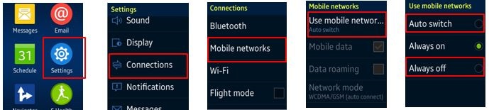 set mobile network option