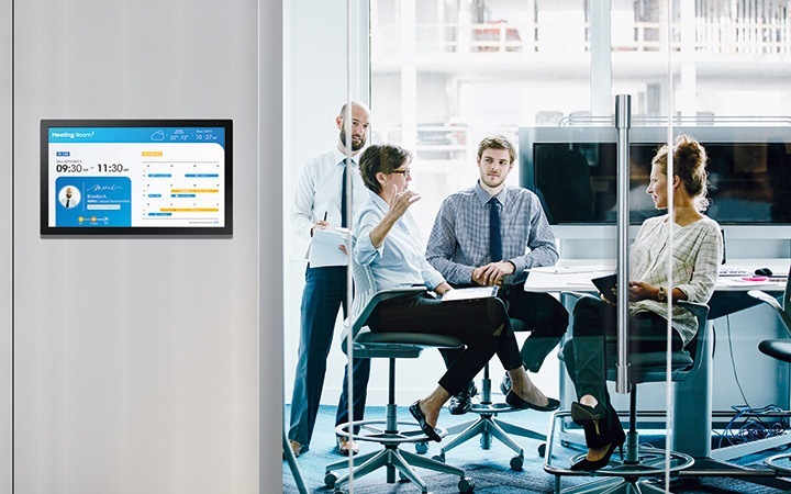Signage monitor installed in the office